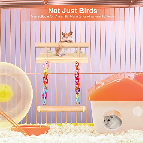 Bird Perches Cage Toys Parrot Wooden Platform Play Gyms Exercise Stands with Acrylic Wood Swing Ferris Wheel C - view 5