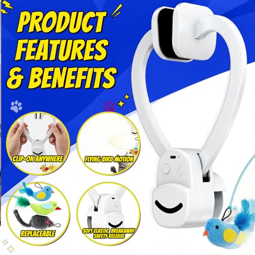 CATPICK Interactive Cat Toys for Indoor Cats - Automatic Flying Bird & Mouse Doorway Hanging Toy, USB Recharge - view 5
