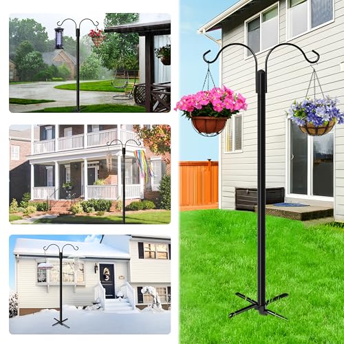 XDW-GIFTS Double Shepherds Hooks for Outdoor, 2-Pack Heavy Duty Garden Pole for Hanging Bird Feeder, Plant Bas - view 6