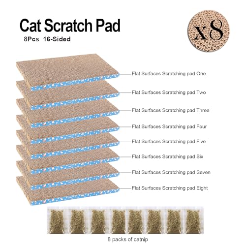 8 Packs in 1 Cat Scratch Pad, Cat Scratcher Cardboard,Reversible,Durable Recyclable Cardboard, Premium Scratch - view 3