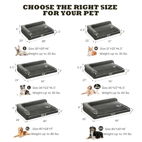 WINDRACING Orthopedic Dog Beds for Large Dogs, XLarge Waterproof Dog Bed with L Bolster Sides, Washable Big Pe - view 6