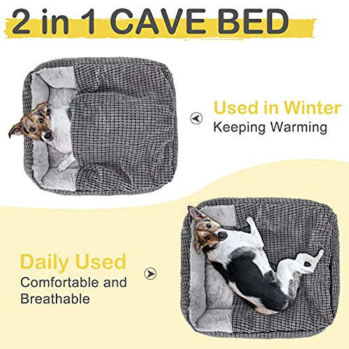 GASUR Dog Beds for Small Medium Large Dogs with Cover Cave, Rectangle Hooded Dog Puppy Bed with Blanket, Cozy  - view 3