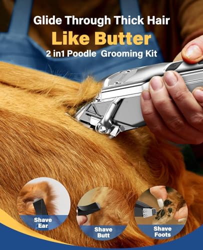 oneisall Dog Grooming Kit for Heavy Thick Hair&Coats/Low Noise Rechargeable Cordless Waterproof Dog Clippers f - view 4