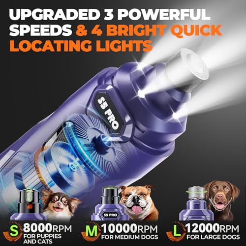 Whisper Quiet Dog Nail Grinder with 4 LED Lights, Safe & Stress-Free for Sensitive Dogs Cats of All Breeds & S - view 4