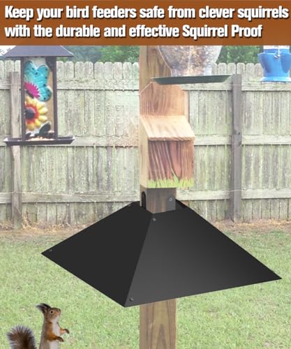 Queension Metal Squirrel Baffle for 4x4 Post, 17 Inch Squirrel Proof Baffles for Bird Feeder Poles, Outdoor Gu - view 6