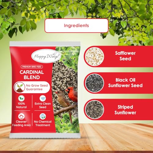 Happy Wings Cardinal Blend Bird Food, Mix of Sunflower and Safflower Seed, 5 Pounds | No Grow Seed | Bird Food - view 4