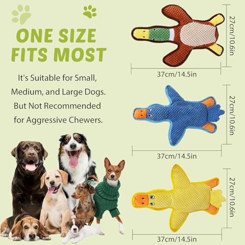 Dog Toys 3-Pack Cute Duck Shapes Puppy Toys No-Stuffing Squeaky and Crinkle Interactive Dog Chew Toy for Small - view 6