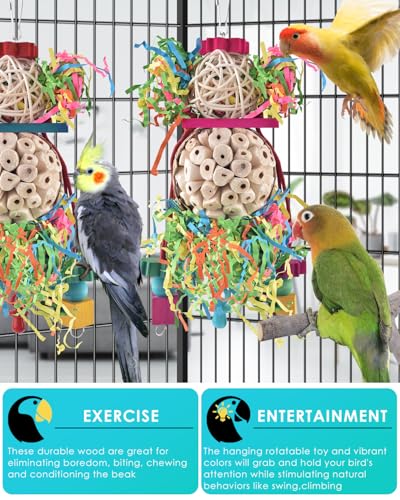 Bissap 2PCS Bird Parrot Foraging Shredder Hanging Toys Sola Balls Sepak Takraw with Pacifier for Small Parrots - view 5
