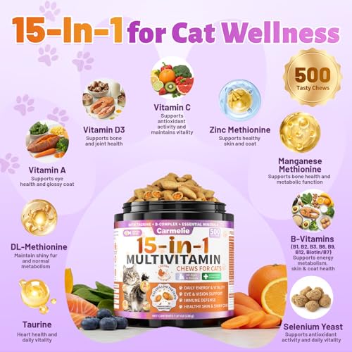 Taurine for Cats Vitamins Treats, 15 in 1 Cat Multivitamin Support Joint, Skin Coat, Digestion, Immunity & Ene - view 5