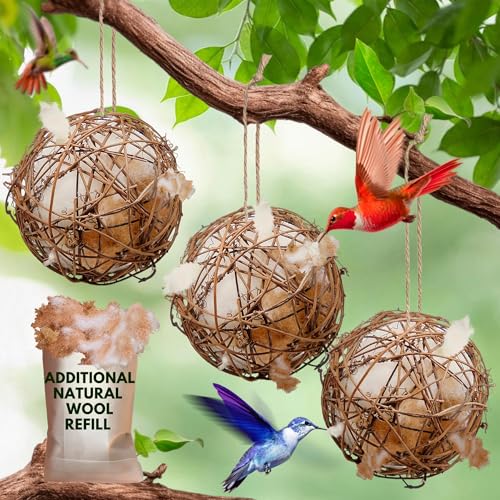 Hummingbird Nesters - Bird Nesting Material Holder for Wild Birds Wrens Finches - Refillable Outdoor Bird Nest - view 2
