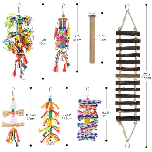 KATUMO Bird Toys, Parakeet Swing Parrot Ladder Cockatiel Perch Conure Hanging Bell Toys for Parakeet Conure Co - view 3
