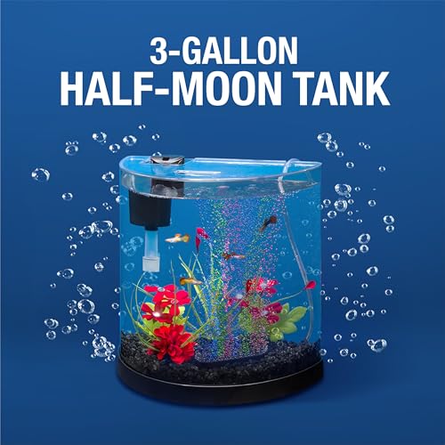 Tetra 3 Gallon Small Fish Tank, Aquarium Starter Kit, with Filter, Air pump, & Color Changing Light, Half Moon - view 4