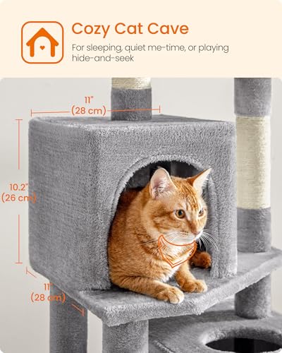 Feandrea Cat Tree, 59.5-Inch Tall Cat Tower, Plush Multi-Level Condo with 5 Scratching Posts, 2 Perches, 2 Cav - view 7