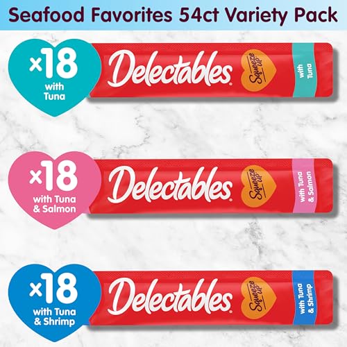 Delectables Squeeze Up Seafood Variety Pack, Creamy Squeezable Puree, Lickable Wet Cat Treats, Grain Free, No  - view 7