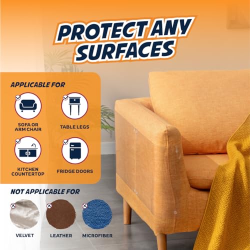 Panther Armor Furniture Protector, 8-Pack, Heavy Duty Anti-Scratch Cat Couch Protector, Transparent - view 7
