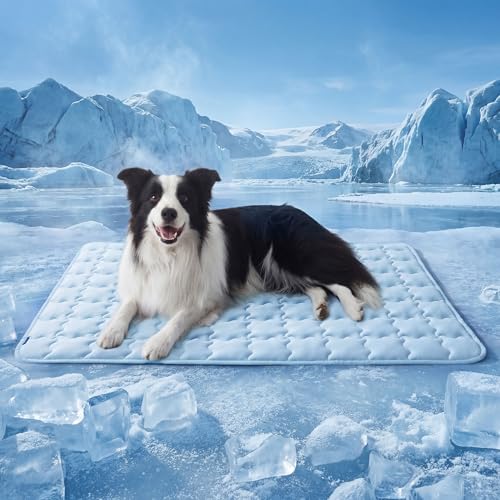 Bedsure Cooling Dog Mat Extra Large, Q-Max>0.5 XL Thin Breathable Cold Crate Pad for Pet, Portable Washable Ke - view 2