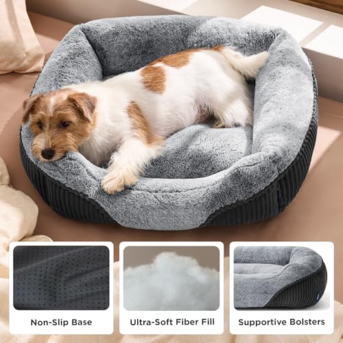 Bedsure Washable Dog Bed Small Medium Size Dog - Rectangle Fluffy Plush Pet Bed Puppy Bed, Comfy Corduroy Flee - view 4
