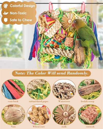 ERKOON Bird Toys, Parrot Toys Foraging Swing Mat Parrot Cage Hanging Toys Birds Grass Mat Climbing Wall with S - view 4