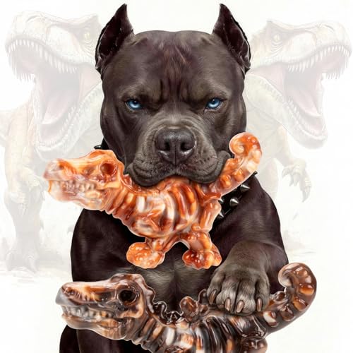 2 Pack Indestructible Dog Chew Toys for Aggressive Chewers: Ultra-Dense Nylon, Bacon Flavor Chew Bones, Heavy  - view 2