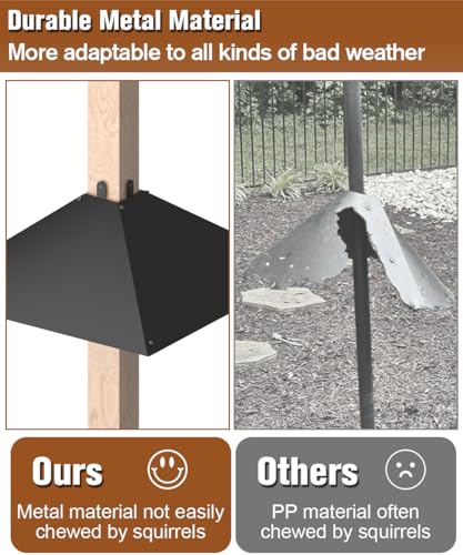 Queension Metal Squirrel Baffle for 4x4 Post, 17 Inch Squirrel Proof Baffles for Bird Feeder Poles, Outdoor Gu - view 4