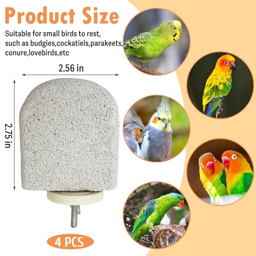 PINVNBY 4 PCS Bird Perch Stands Parrot Calcium Perch Beak Grinding Stone Foot Claws Trimmer Parakeet Platform  - view 3