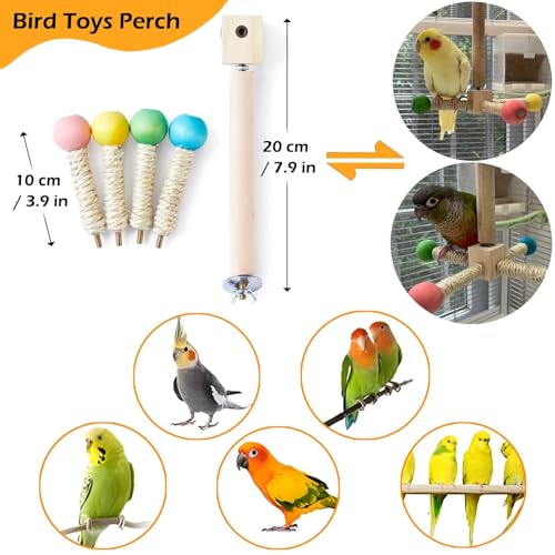 Bird Stand Perch Toy, Interactive Spinning Parakeet Toys, Wooden Exercise Wheel Parrot Toy, Enrichment Cockati - view 6