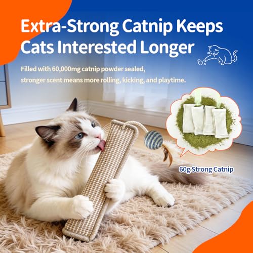 (2-Pack) Yesibeike Refillable Catnip Kicker Toy Kits, Washable Sisal Cover, 60g Catnip Pouch Each, Two Sisal B - view 4