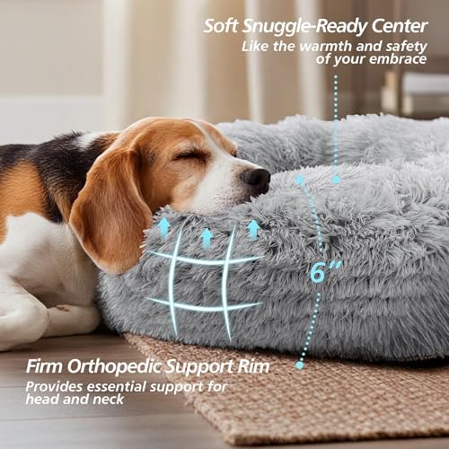 JOLLYVOGUE Small Dog & Cat Beds for Indoor Cats - 20 inches Calming Donut Dog Bed for Kittens & Puppies, Washa - view 4