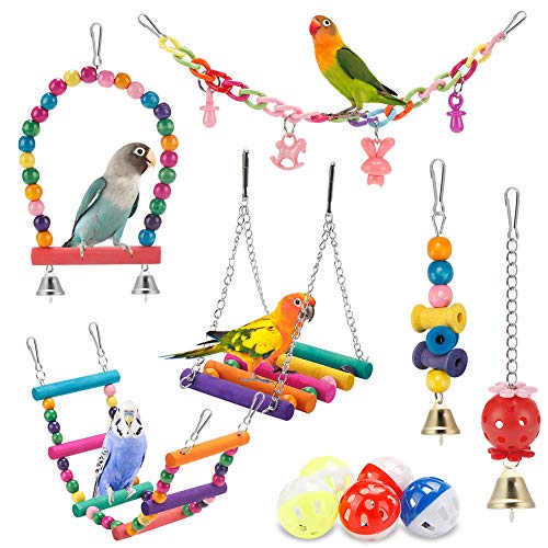 Swing Hanging Standing Chewing Toy Hammock Climbing Ladder, Cage Colorful Toys Suitable for Budgerigar, Parake - view 2