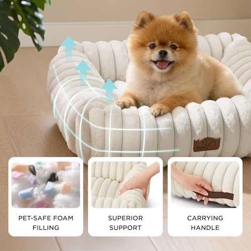 Bedsure ComfyFleece Cute Dog Bed for Small Medium Dogs - Washable Furry Puppy Beds, Rectangle Orthopedic Cordu - view 4