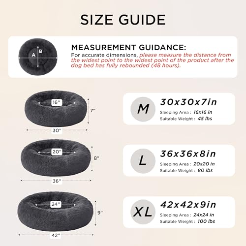 Bedsure SupportMax™ Calming Dog Beds Large Sized Dog - 36in Donut Washable Large Pet Bed,Anti-Slip ＆Removable  - view 7