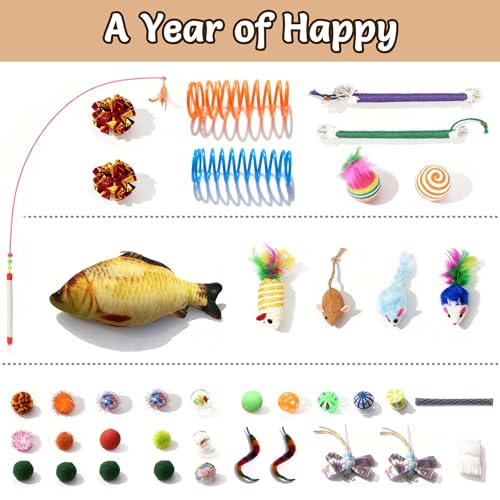 Cat Tunnel Bed with 40 Pcs Interactive Cat Toys, Cat Tube with Kitten Toys for Indoor Kittens, Collapsible Pla - view 6