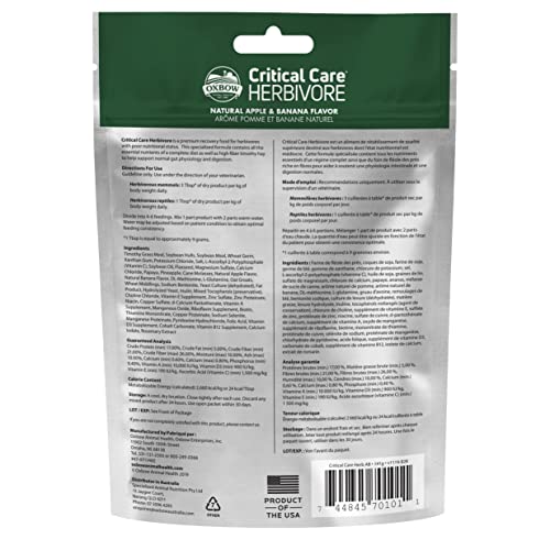 Oxbow Critical Care Herbivore, Emergency Guinea Pig Food, Rabbit Food for Recovery, Natural Apple Banana Flavo - view 3