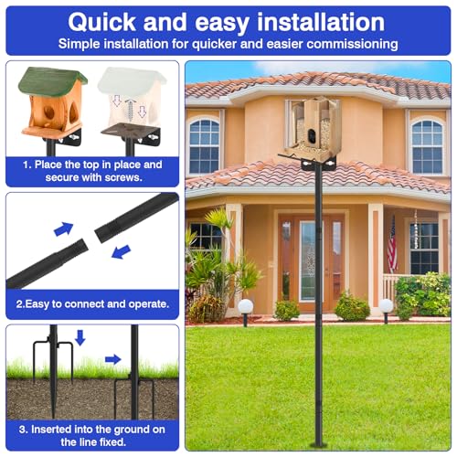 80 Inch Adjustable Bird Feeder Pole,Bird House Pole Suitable for Feeders & Birdhouse,Weather Station,Heavy-Dut - view 5
