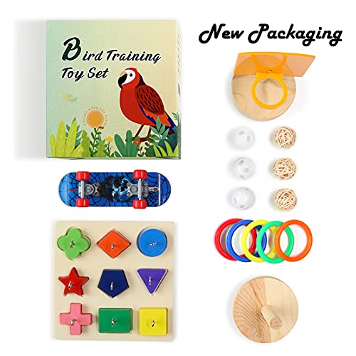 Bird Toys for Parakeets,5pcs Parrot Toys Set (Include Basketball Hop,Skateboard,Stacking,Parrot Wooden Block P - view 7