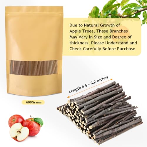 600g Organic Apple Sticks Small Animals Molar Wood Treats Toys for Chinchillas Guinea Pig Rabbits Hamster Gerb - view 3