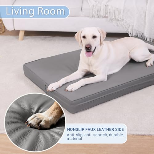 Vonabem Large Dog Bed Waterproof Outdoor, XL Crate Pad 42 inch Washable, Leather Pet beds with Removable Cover - view 5