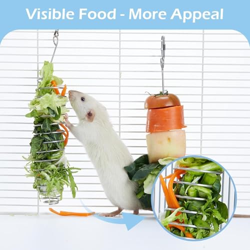 2Pcs Rat Enrichment Toys, 304 Stainless Steel Rat Foraging Toy for Fruit Vegetable Holder, Fancy Mice Cage Acc - view 4