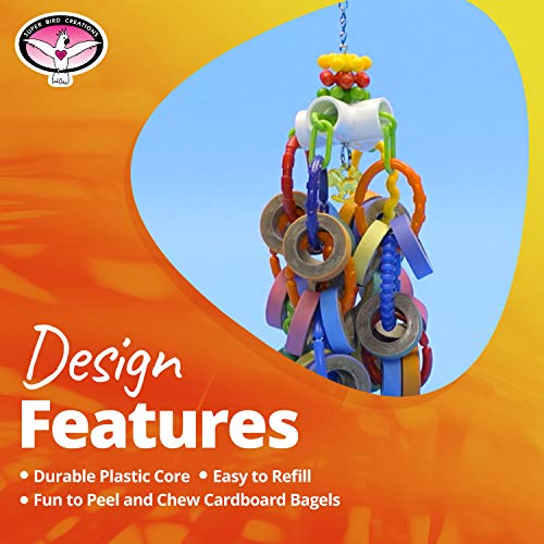 Super Bird Creations SB1107 Bagel Cascade Bird Toy, Large Bird Size, Refillable Bagels, 15” x 4.5” - view 5