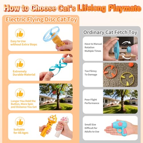 BABORUI Cat Toy Disc Launcher, Rechargeable Interactive Cat Fetch Toy Launcher with 8 Flying Discs, Flying Enr - view 3