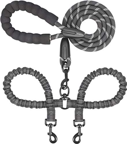 iYoShop Dual Dog Leash - 360° Swivel, No Tangle Walking Leash with Shock Absorbing Bungee for Two Dogs (Large, - view 2