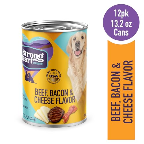A Strong Heart Wet Dog Food, Beef, Bacon & Cheese Flavor - 13.2 oz Cans (Pack of 12), Made in The USA with Rea - view 3