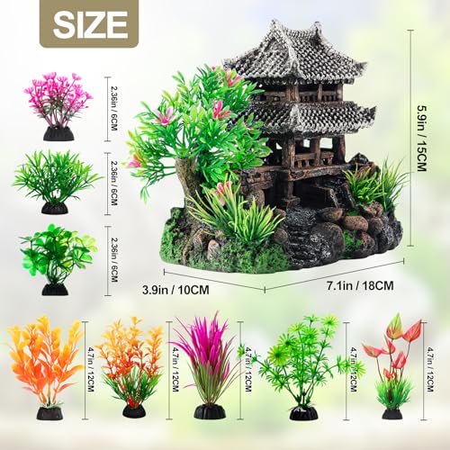 CousDUoBe 9Pcs Resin Castle Decorations Set，Realistic Fish Tank Castle with Eco-Friendly Design,Fish Tank Deco - view 3