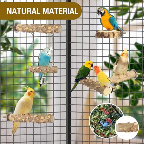 Bird Perches,4pcs Natural Wood Birds Stand Branch, Bird Perch Chewing Stick Cage Accessories Parrot Climbing S - view 5
