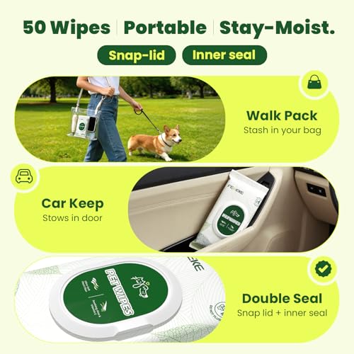 Unscented Dog Wipes & Cat Wipes (4x50 Packs) | Hypoallergenic, pH Balanced for Paws, Body, Eyes & Ears Groomin - view 5