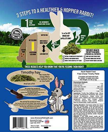 Sherwood Pet Health Adult Rabbit Food Timothy Hay Free-Choice 10lbs Hay-Based, Grain and Soy-Free for Better D - view 3