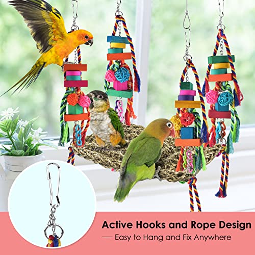 KATUMO Bird Toys, Bird Foraging Wall Toy Large Size Seagrass Woven Climbing Hammock Swing Mat with Colorful Ch - view 5