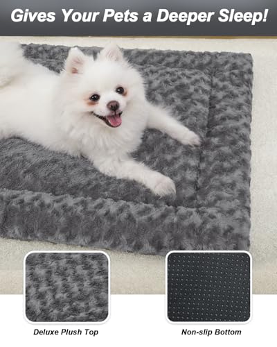 Washable Dog Bed Mat Ultra Soft Dog Crate Pad Comfy Fluffy Pet Kennel Beds Sleeping Mattress for Large Jumbo M - view 4