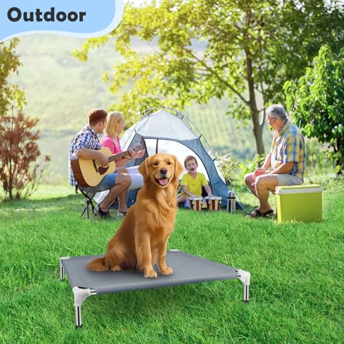 Elevated Cooling Dog Bed, Raised Outdoor Dog Bed for Medium Dogs, Portable Pet Cots with No-Slip Rubber Feet,  - view 7