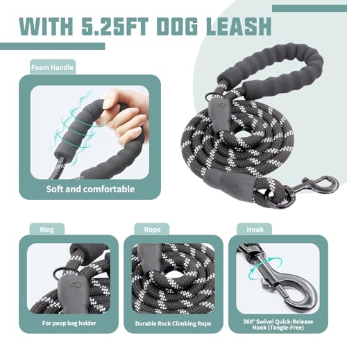 AUROTH Dog Harness and Leash Set, Soft Padded Service Dog Vest with 5.25FT Dog Leash, No Choke, Easy On Pet Ve - view 5